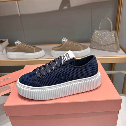 MIUMIU 26S SNEAKER 45MM IN NAVY BLUE MESH FABRIC