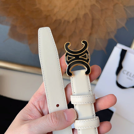 CELINE 26S BELT 25 MM IN CREAM WHITE CALFSKIN 631344