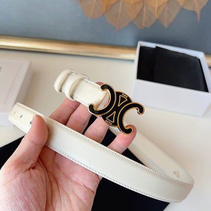 CELINE 26S BELT 25 MM IN CREAM WHITE CALFSKIN 631344