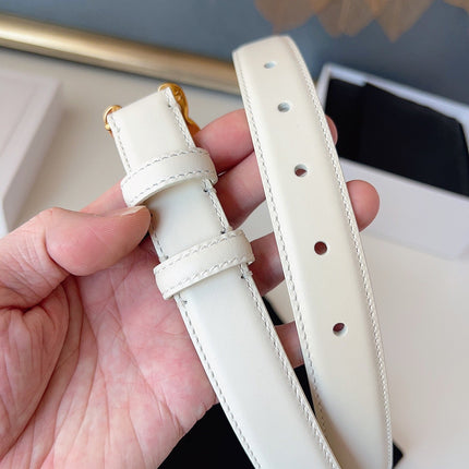 CELINE 26S BELT 25 MM IN CREAM WHITE CALFSKIN 631344