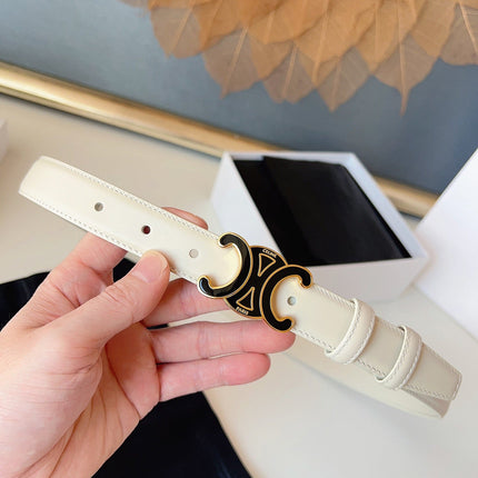 CELINE 26S BELT 25 MM IN CREAM WHITE CALFSKIN 631344