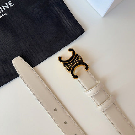 CELINE 26S BELT 25 MM IN CREAM WHITE CALFSKIN 631344