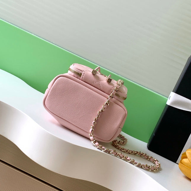 CHANEL 25S MINI BUCKET BAG 12 IN PINK CALFSKIN GOLD HARDWARE
