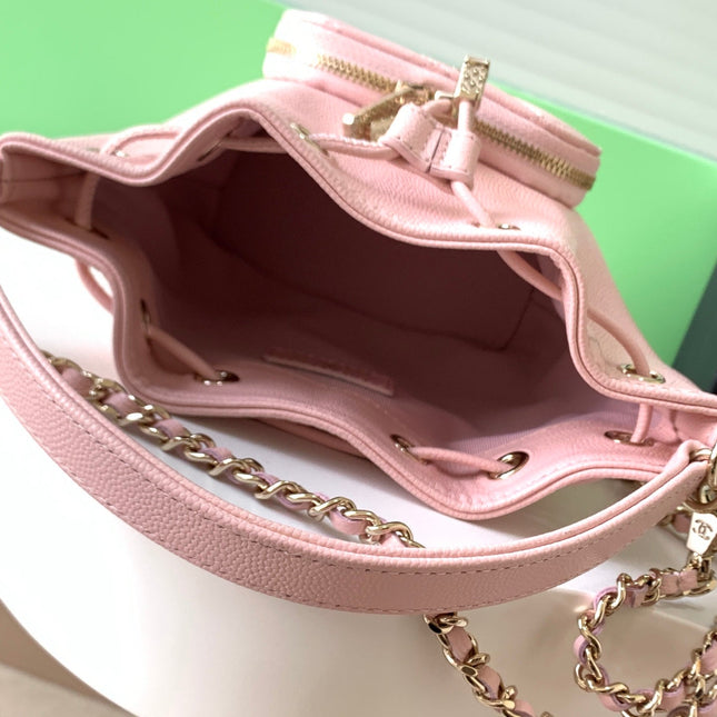 CHANEL 25S MINI BUCKET BAG 12 IN PINK CALFSKIN GOLD HARDWARE