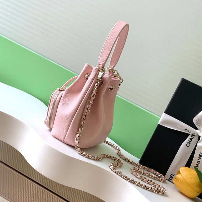 CHANEL 25S MINI BUCKET BAG 12 IN PINK CALFSKIN GOLD HARDWARE
