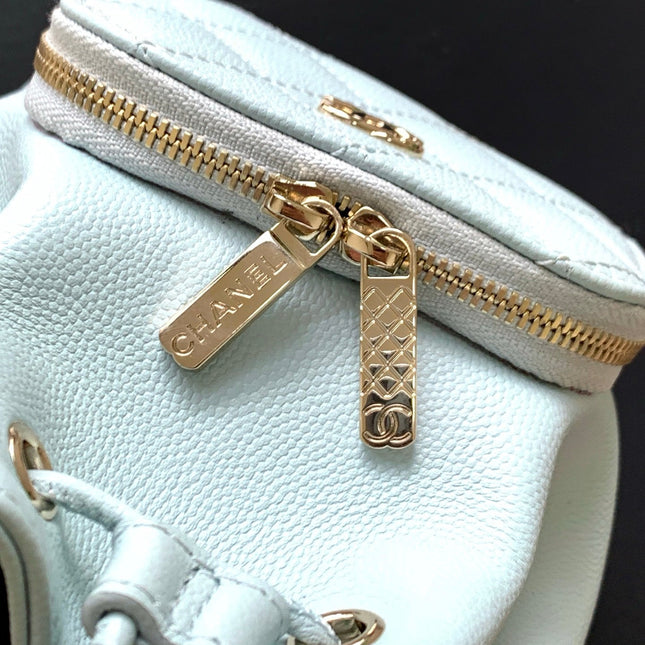 CHANEL 25S MINI BUCKET BAG 12 IN LIGHT BLUE CALFSKIN GOLD HARDWARE