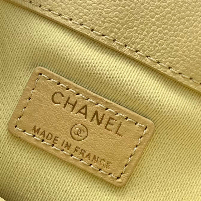 CHANEL 25S MINI BUCKET BAG 12 IN YELLOW CALFSKIN GOLD HARDWARE