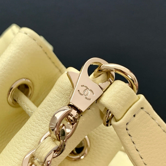 CHANEL 25S MINI BUCKET BAG 12 IN YELLOW CALFSKIN GOLD HARDWARE