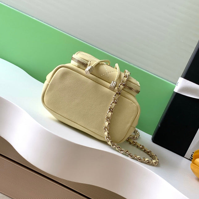 CHANEL 25S MINI BUCKET BAG 12 IN YELLOW CALFSKIN GOLD HARDWARE