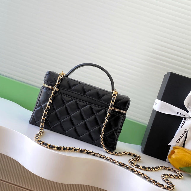 CHANEL 25S VANITY BAG 19 IN BLACK LAMBSKIN GOLD HARDWARE