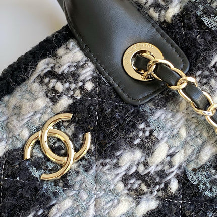 CHANEL 25S SHOPPING BAG 34 IN BLACK MIX GREY TWEED