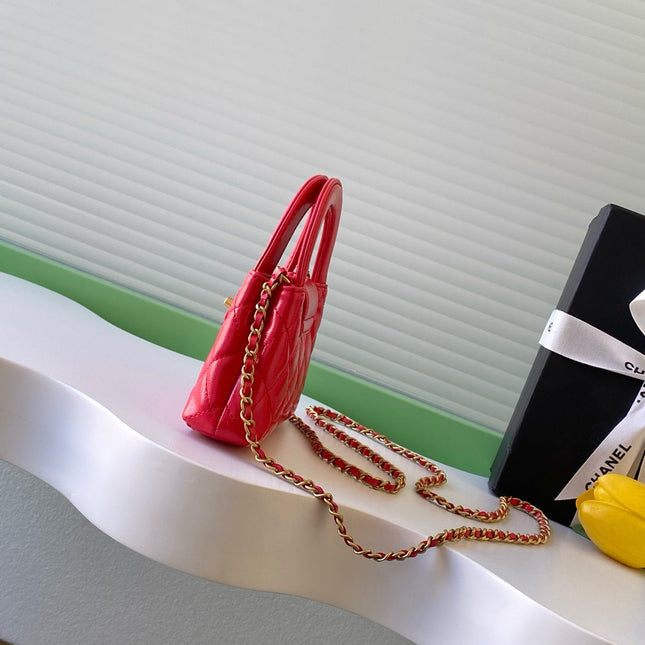 CHANEL 25S MINI KELLY BAG 13 IN RED LAMBSKIN WITH GOLD HARDWARE