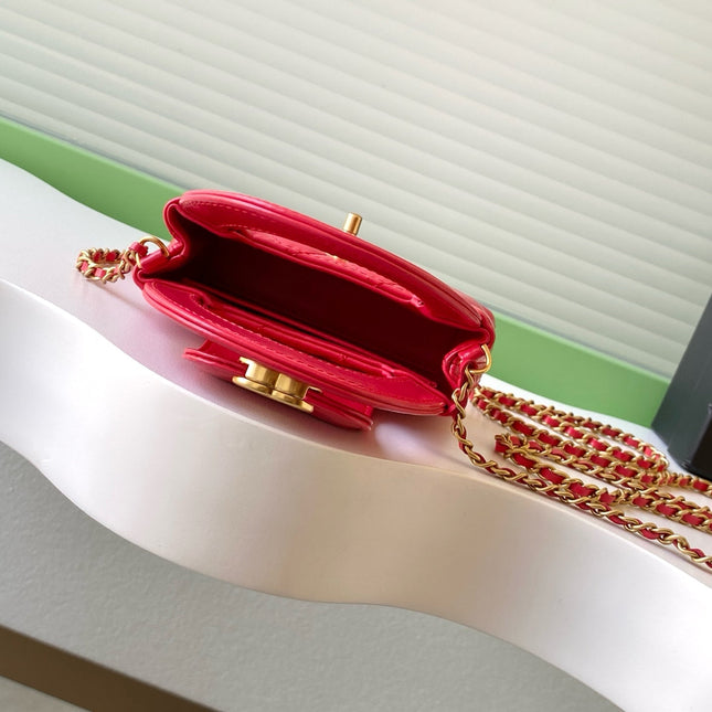 CHANEL 25S MINI KELLY BAG 13 IN RED LAMBSKIN WITH GOLD HARDWARE
