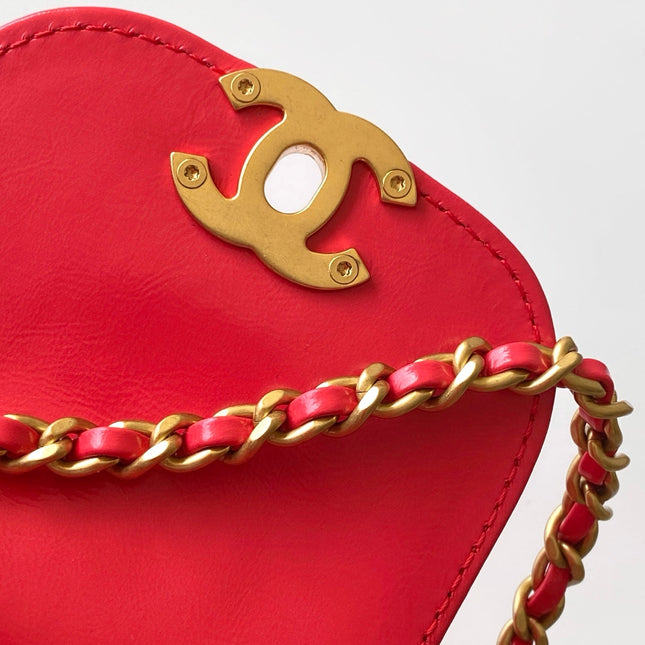CHANEL 25S MINI KELLY BAG 19 IN RED LAMBSKIN WITH GOLD HARDWARE