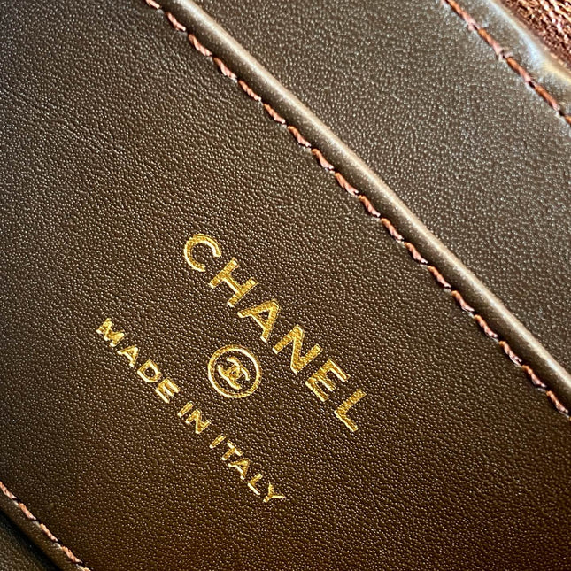 CHANEL 25S MINI KELLY BAG 13 IN BROWN METALLIC LAMBSKIN WITH GOLD HARDWARE