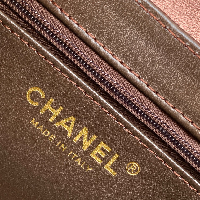 CHANEL 25S MINI KELLY BAG 19 IN BROWN METALLIC LAMBSKIN WITH GOLD HARDWARE