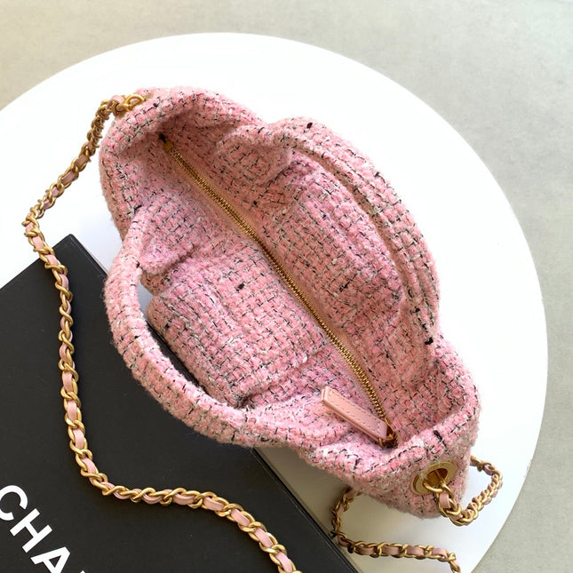 CHANEL 25S BOW BAG 26 IN PINK TWEED WITH GOLD HARDWARE