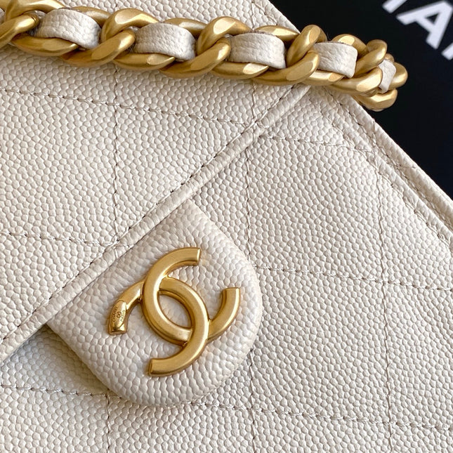 CHANEL 25S HOBO BAG 30 IN LIGHT BEIGE CAVIAR LEATHER WITH GOLD HARDWARE