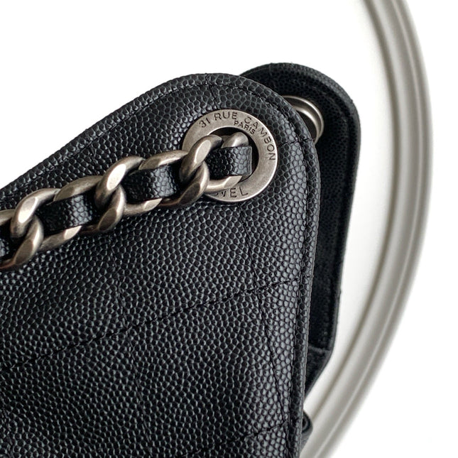 CHANEL 26S HOBO BAG 30 IN BLACK CAVIAR CALFSKIN DARK SILVER HARDWARE