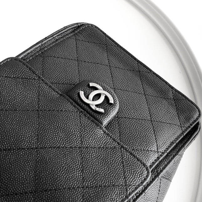 CHANEL 26S HOBO BAG 40 IN BLACK CAVIAR CALFSKIN DARK SILVER HARDWARE