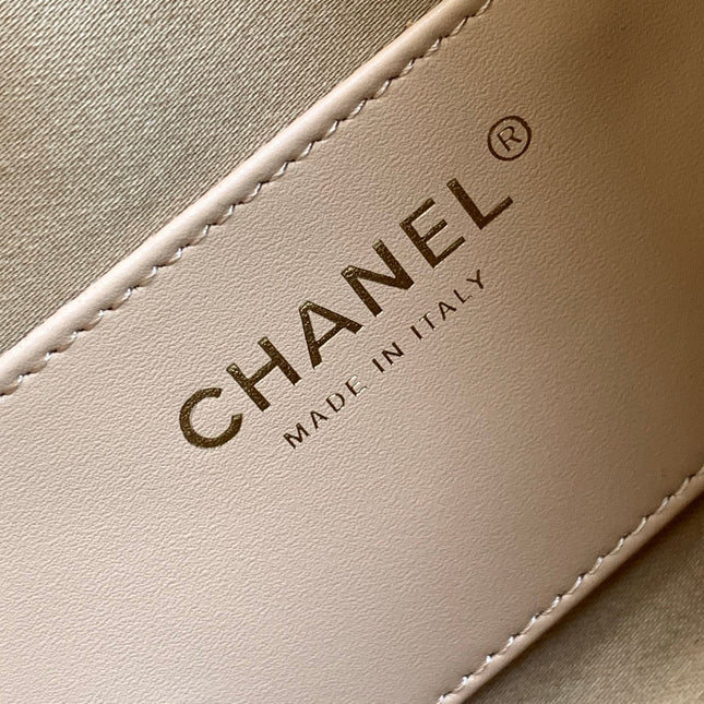 CHANEL 25S HOBO BAG 22 IN BEIGE BROWN CAVIAR LEATHER WITH GOLD HARDWARE