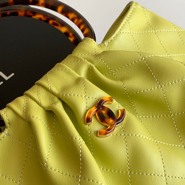 CHANEL 26S HAND BAG 32 IN LIME YELLOW LAMBSKIN GOLD HARDWARE