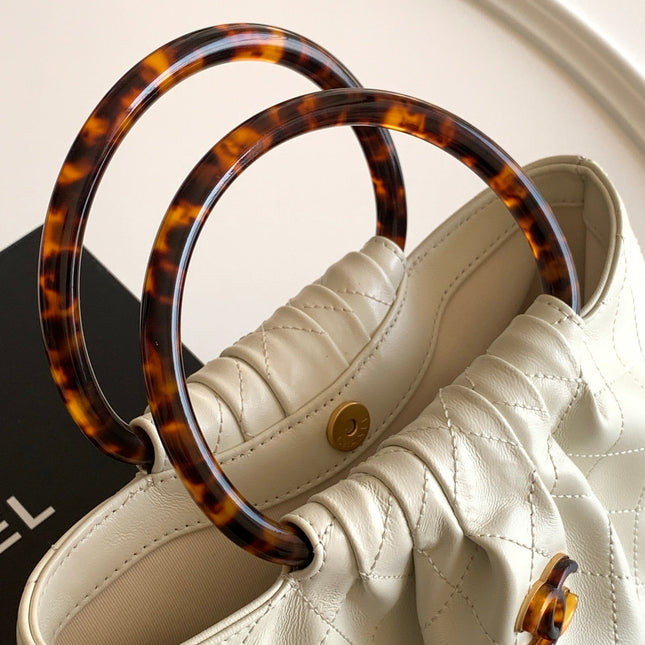 CHANEL 26S HAND BAG 32 IN IVORY WHITE LAMBSKIN GOLD HARDWARE