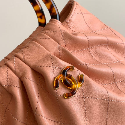 CHANEL 26S HAND BAG MEDIUM 24 IN PINK LAMBSKIN GOLD HARDWARE