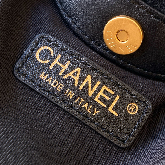 CHANEL 26S HAND BAG 12 IN BLACK SUEDE GOLD HARDWARE
