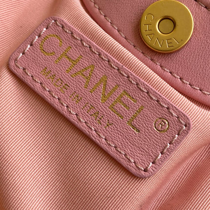 CHANEL 26S HAND BAG 12 IN PINK SUEDE GOLD HARDWARE