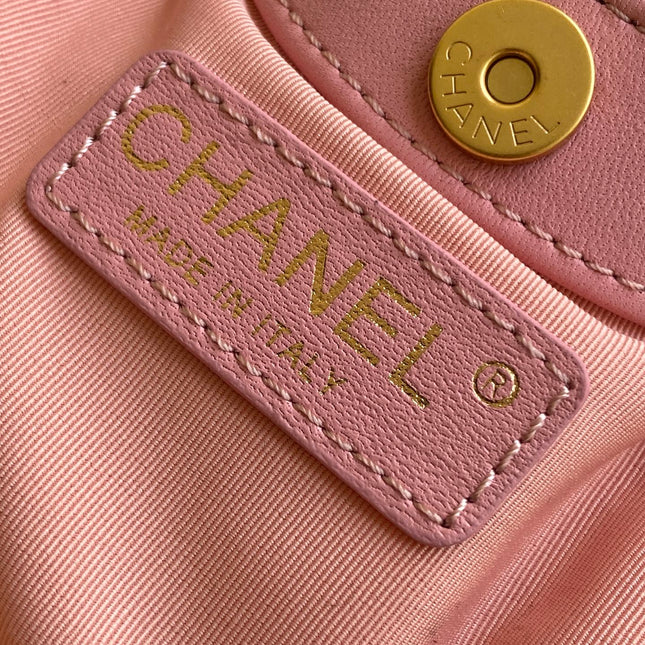 CHANEL 26S HAND BAG 12 IN PINK SUEDE GOLD HARDWARE