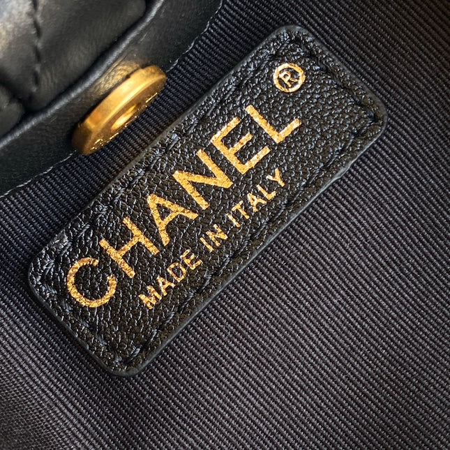 CHANEL 26S HAND BAG 12 IN BLACK LAMBSKIN GOLD HARDWARE