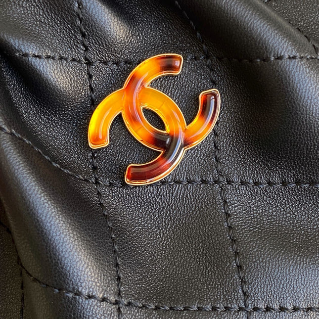 CHANEL 26S HAND BAG 12 IN BLACK LAMBSKIN GOLD HARDWARE