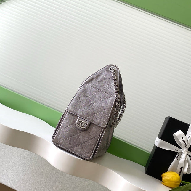 CHANEL 25S HOBO BAG 30 IN LILAC SILVER METALLIC CAVIAR
