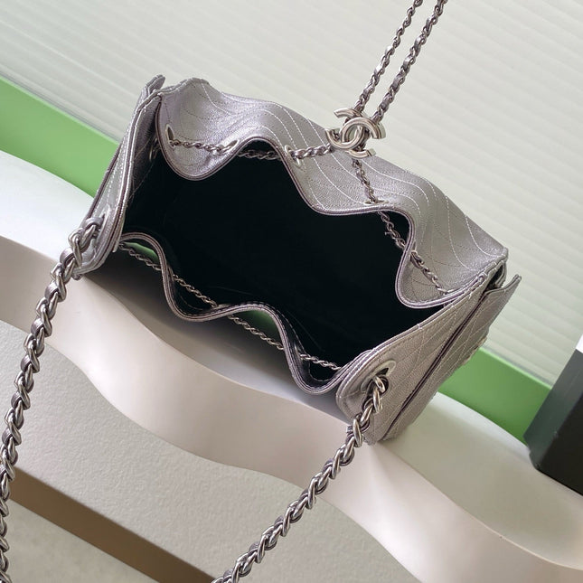CHANEL 25S HOBO BAG 30 IN LILAC SILVER METALLIC CAVIAR