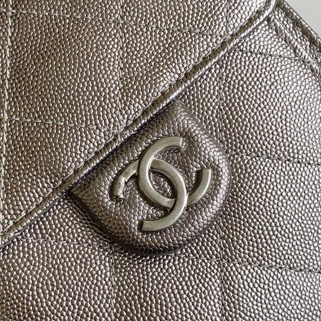 CHANEL 25S HOBO BAG 30 IN LILAC SILVER METALLIC CAVIAR