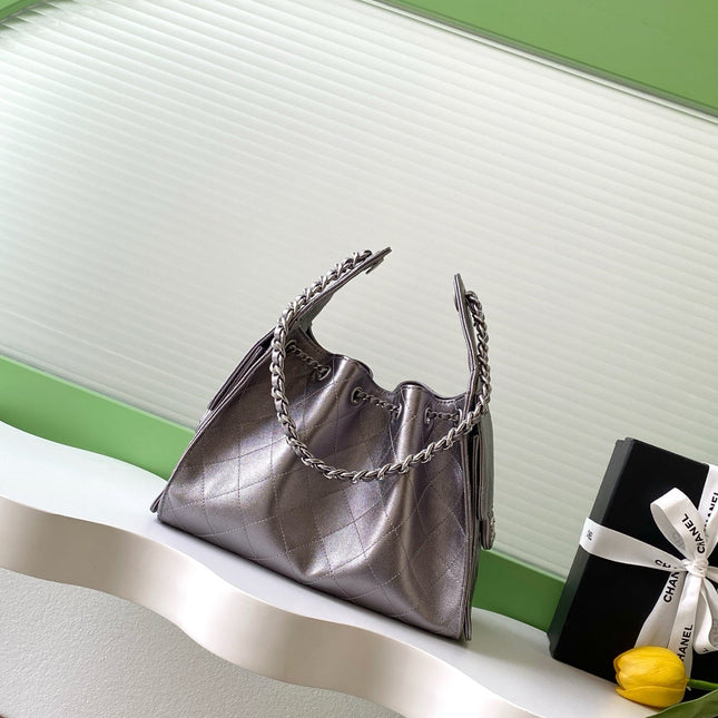 CHANEL 25S HOBO BAG 30 IN LILAC SILVER METALLIC CAVIAR