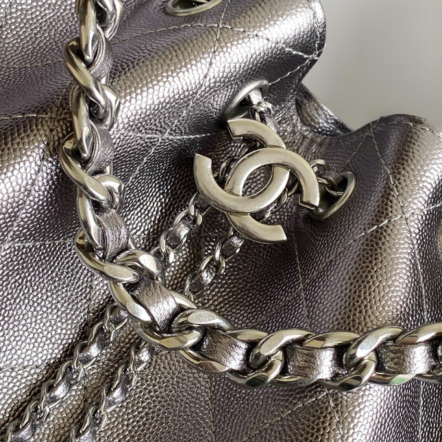 CHANEL 25S HOBO BAG 30 IN LILAC SILVER METALLIC CAVIAR