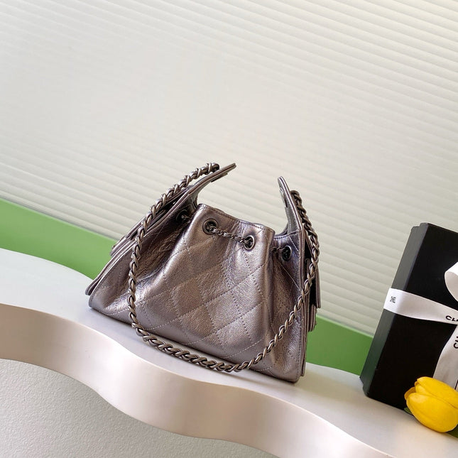 CHANEL 25S HOBO BAG 22 IN LILAC SILVER METALLIC CAVIAR