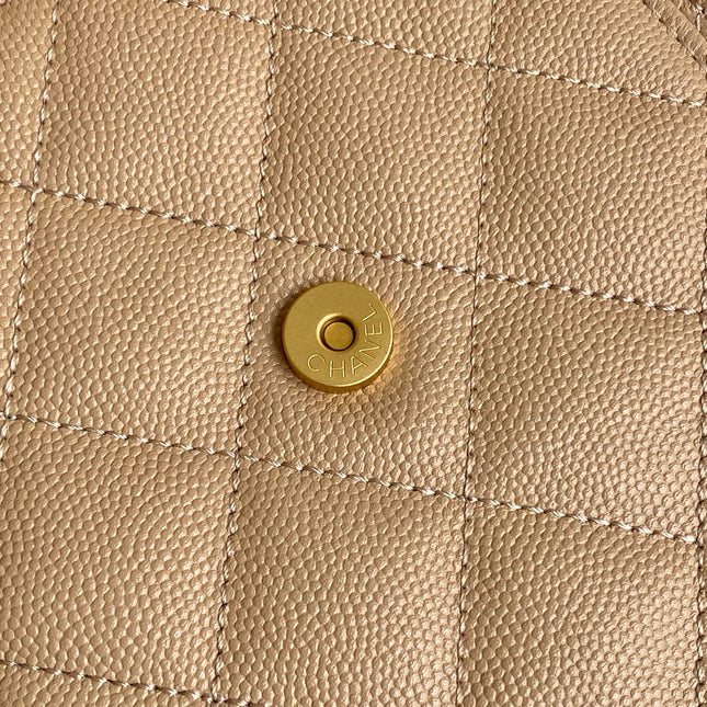 CHANEL 26S HOBO BAG 40 IN DARK BEIGE CAVIAR CALFSKIN GOLD HARDWARE