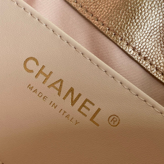 CHANEL 25S HOBO BAG 22 IN ROSE METALLIC CAVIAR