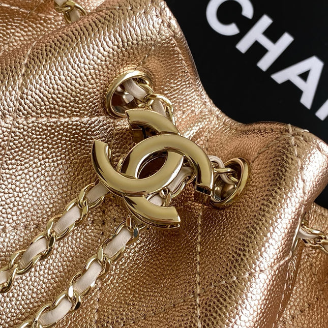 CHANEL 25S HOBO BAG 22 IN ROSE METALLIC CAVIAR