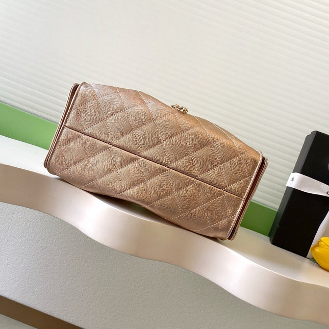 CHANEL 25S HOBO BAG 30 IN ROSE METALLIC CAVIAR