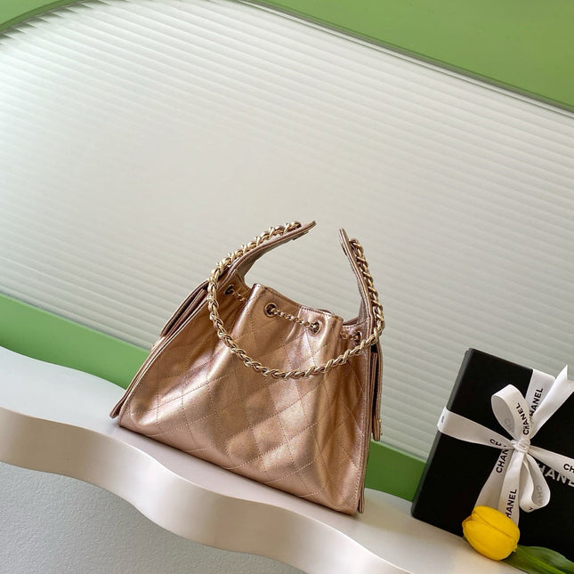 CHANEL 25S HOBO BAG 30 IN ROSE METALLIC CAVIAR