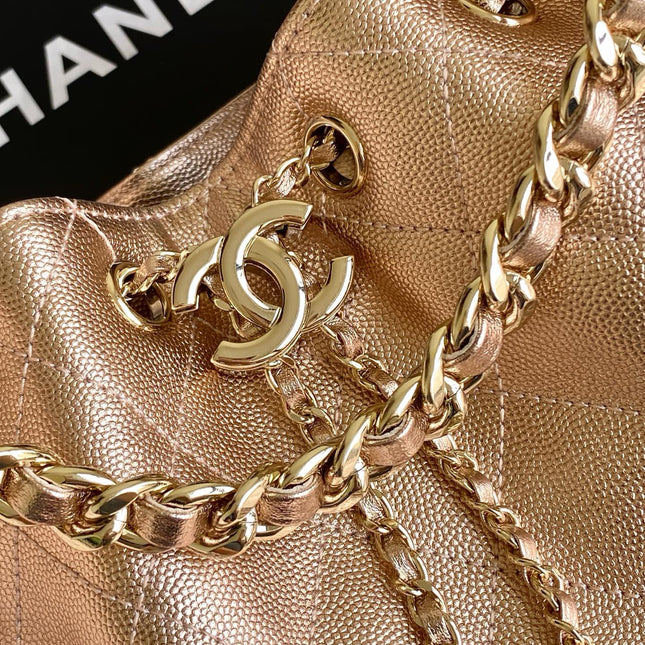 CHANEL 25S HOBO BAG 30 IN ROSE METALLIC CAVIAR