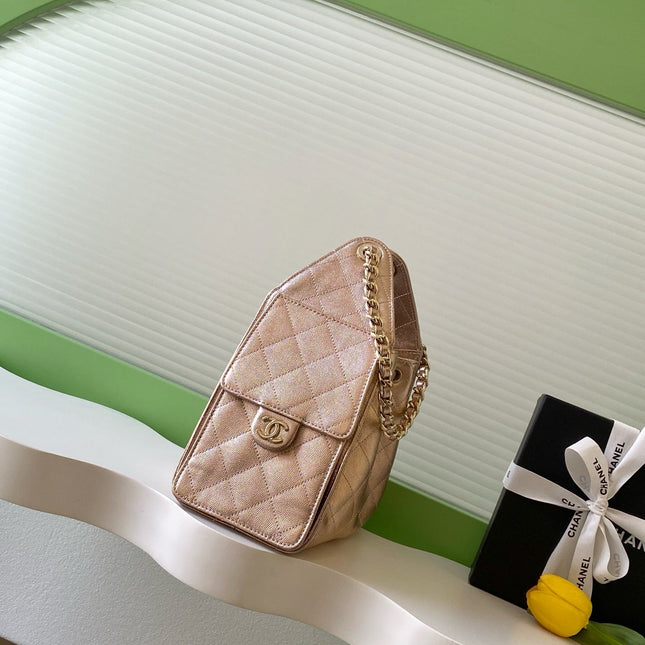 CHANEL 25S HOBO BAG 30 IN ROSE METALLIC CAVIAR