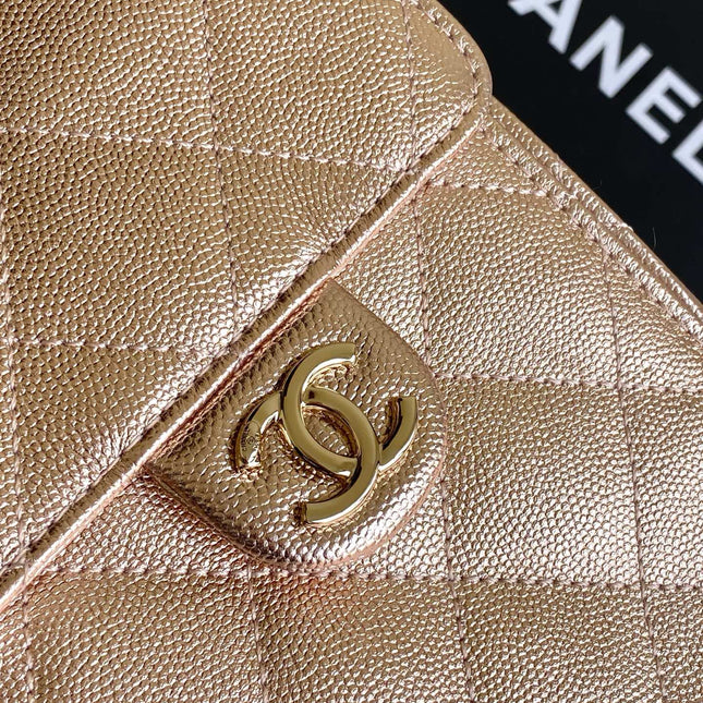 CHANEL 25S HOBO BAG 30 IN ROSE METALLIC CAVIAR