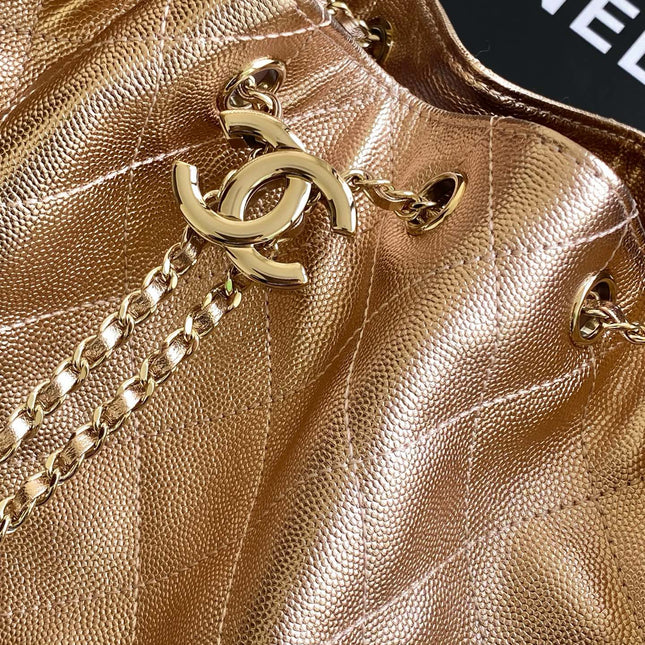 CHANEL 25S HOBO BAG 40 IN ROSE METALLIC CAVIAR