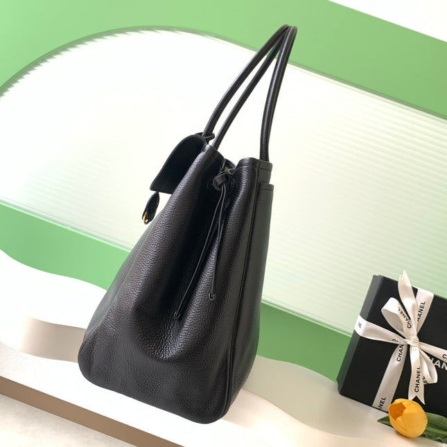 CHANEL 26S LARGE SHOPPING TOTE BAG 42 IN BLACK GRAINED CALFSKIN