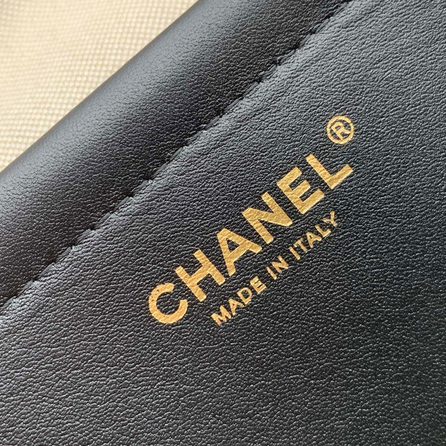 CHANEL 26S TOP HANDLE BAG 30 IN IVORY AND CAMEL TWEED WITH BLACK CALFSKIN